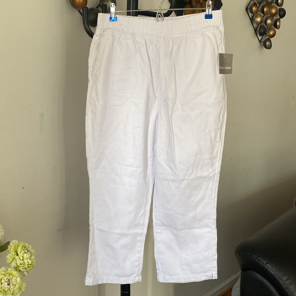 Falls Creek Twill Crop Jogger size L Women Pants White NWT